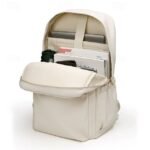 Unisex White Waterproof Laptop Backpack with Padded Compartment, - Image 4