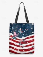 American Flag Sunflower Print Tote Bag with Starry Background, - Image 9