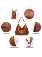 Women's Large Hobo Shoulder Bag – Soft PU Leather Slouchy - Image 7