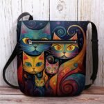 Artistic Cat Print Crossbody Bag – Vibrant Abstract Design - Image 7
