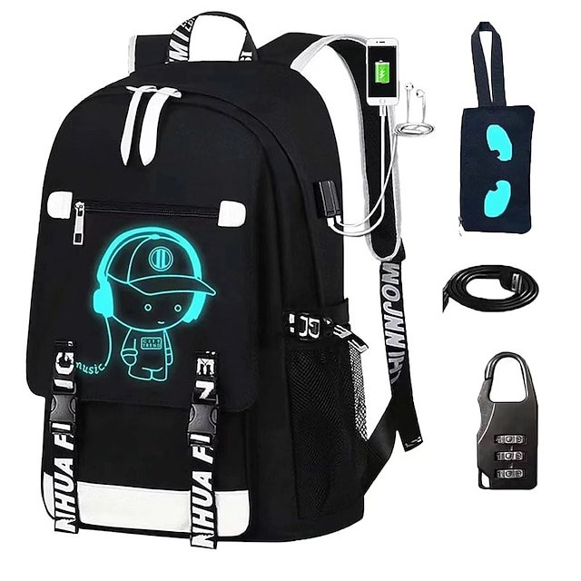 tozacb1691044752763 Boys' Luminous School Backpack with USB Charging Port and - Image 1