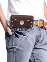 Men's Faux Leather Belted Mobile Waist Bag with Secure Lock - Image 2