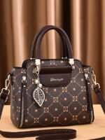 Elegant Women's Faux Leather Handbag with Red Accents and