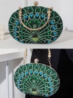 Women's Rhinestone Peacock Clutch Bag – Luxury Evening - Image 3