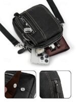 Men's genuine leather messenger bag with zipper pocket, - Image 9