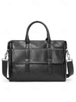 Men's Black Leather Tote Briefcase - Large Business Tote