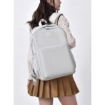 Unisex White Waterproof Laptop Backpack with Padded Compartment, - Image 11