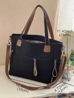 Women's Large - Capacity Canvas Tote Bag, Casual Style, - Image 12