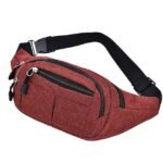 Unisex Multi-Pocket Canvas Crossbody Waist Bag, Adjustable Belt - Image 14