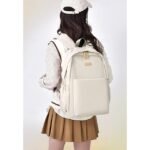 Unisex White Waterproof Laptop Backpack with Padded Compartment, - Image 6