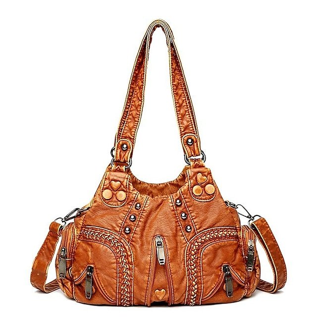 yebaiz1674883843249 Women's Vintage Brown Leather Shoulder Bag - Stylish - Image 1