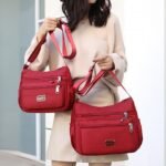 Women's Lightweight Nylon Crossbody Bag - Multi-Pocket - Image 2