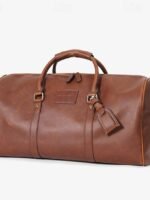3Pcs Men's Versatile Leather Weekender Bag with Integrated Shoe - Image 8