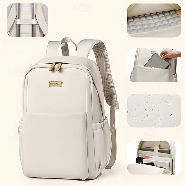 yywxzv1752231298073 Unisex White Waterproof Laptop Backpack with Padded Compartment, - Image 1