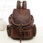 Women's Vintage Faux Leather Backpack with Multiple Pockets - Image 7