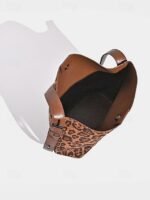 Women's Suede-Like Faux Leather Tote with Leopard print, - Image 8