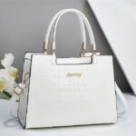 Women's Black Crocodile Pattern Leather Handbag | Elegant - Image 11