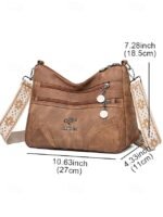 Women's Brown Faux Leather Crossbody Bag with Multiple - Image 9